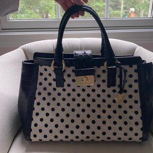 Brahmin rare polka dot calf hair leather satchel